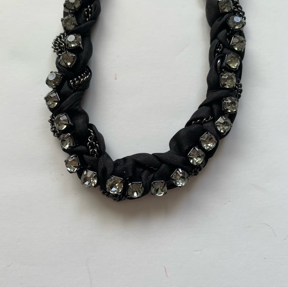 J Crew Black Fabric and Green Rhinestone Necklace - Picture 6 of 11